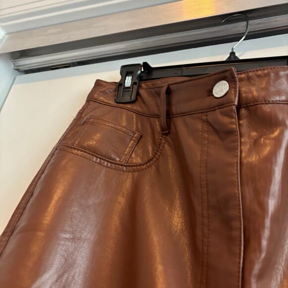 EUC Wilfred Aritzia Melina Pants Soft Vegan Leather Cognac Sz 14 - Picture 5 of 11